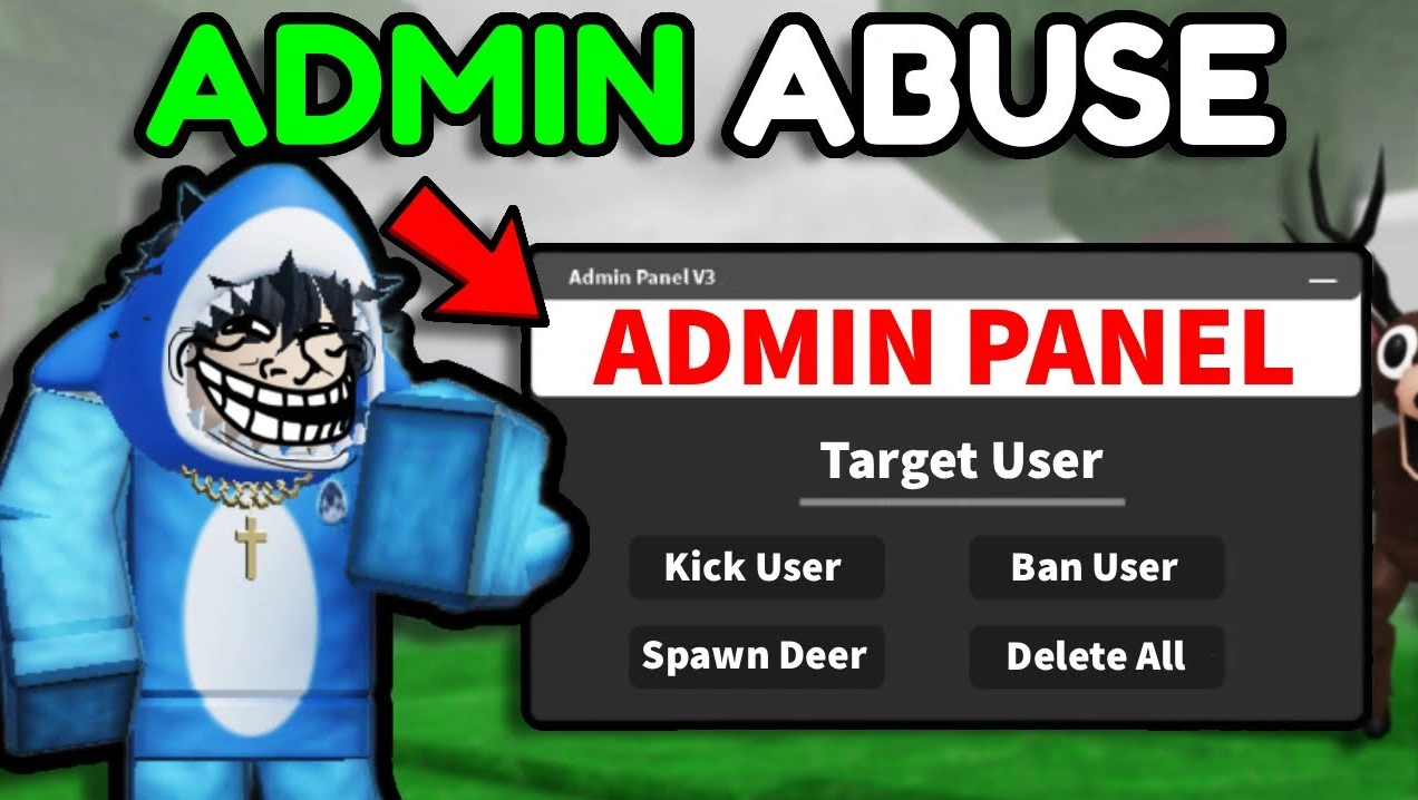 Panel de admin en el mega Admin Abuse en Roblox