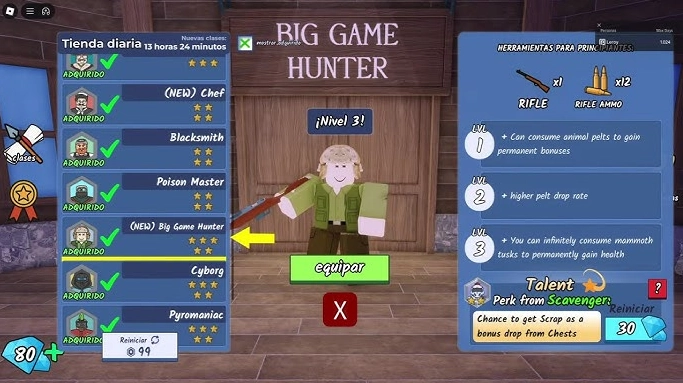 Clases en 99 noches en el bosque