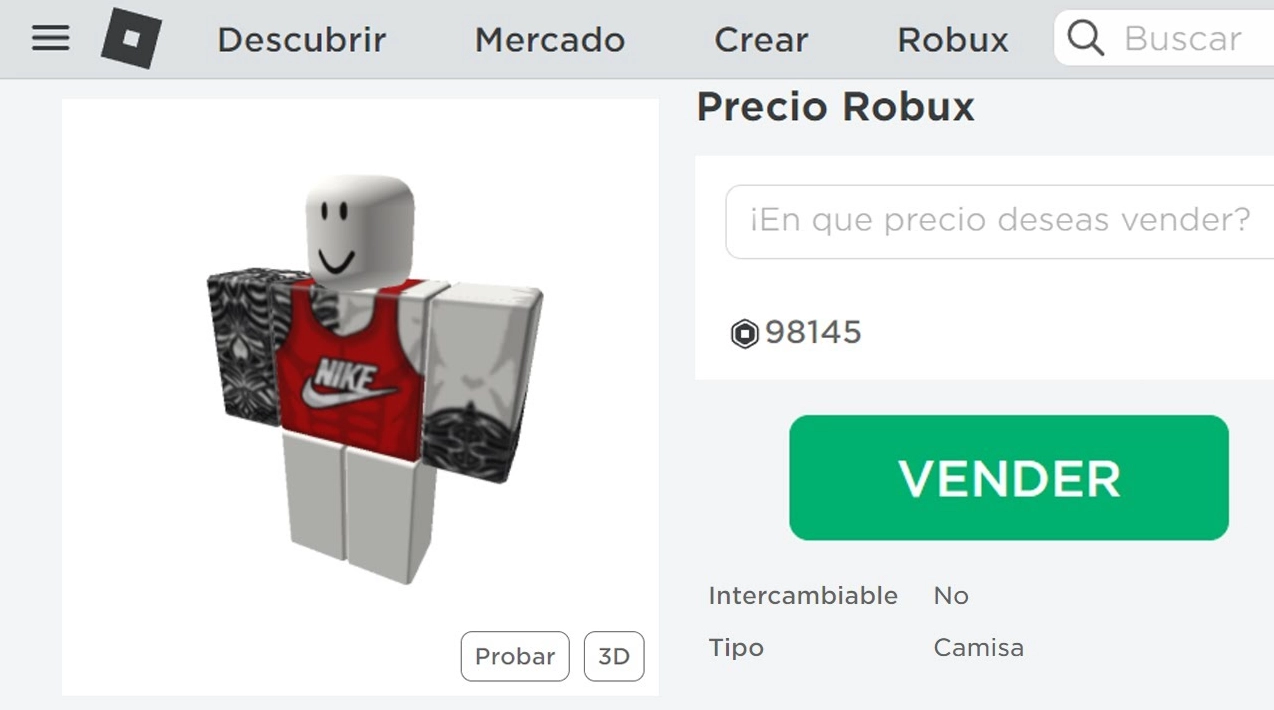 Vender ropa en Roblox para ganar Robux