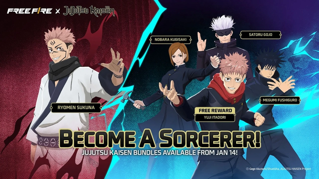 Colaboración Free Fire x Jujutsu Kaisen