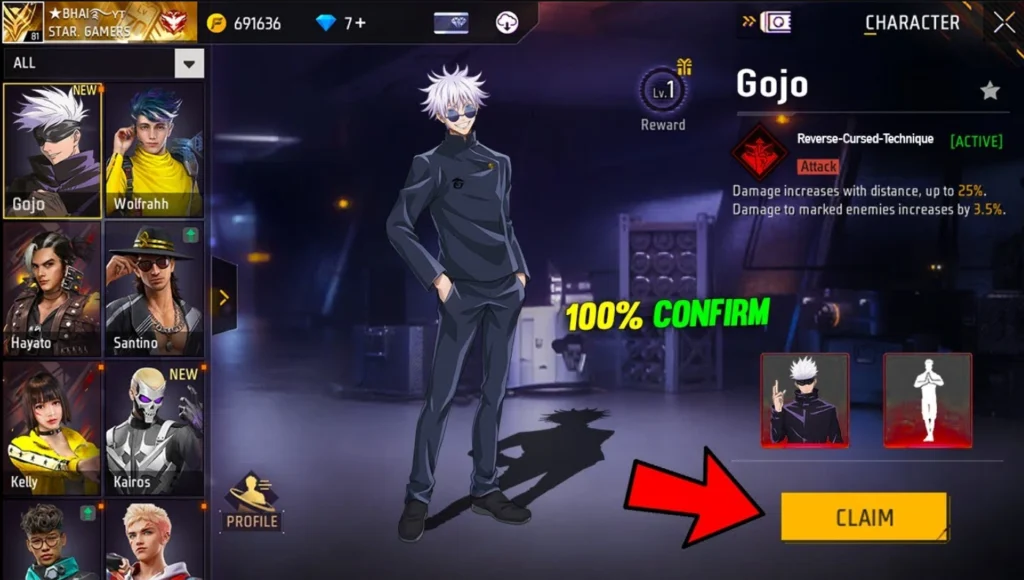 Satoru Gojo Free Fire