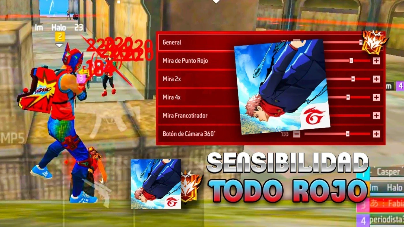 Sensibilidad para dar todo rojo en Free Fire