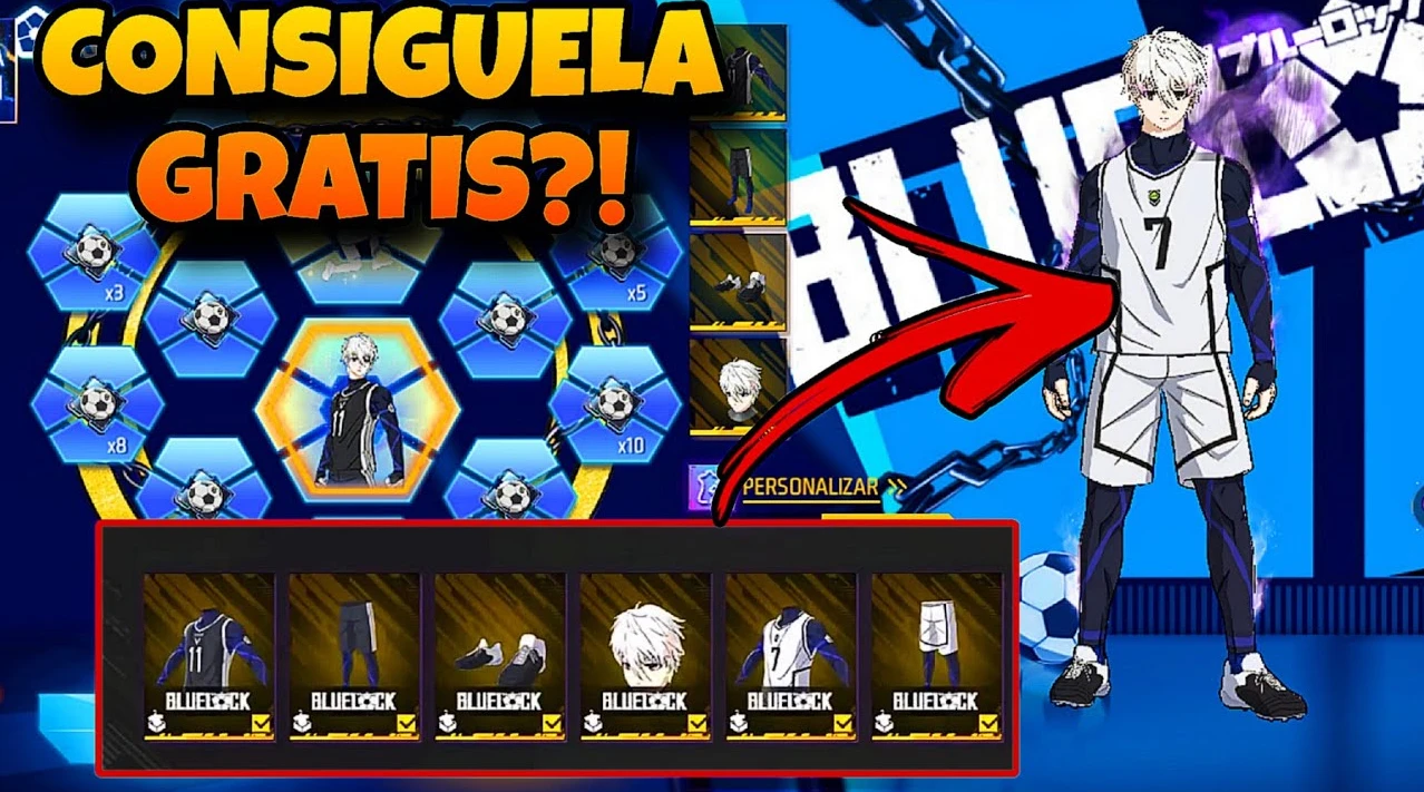 Cómo conseguir skin de Blue lock por el mundial de fútbol en Free Fire