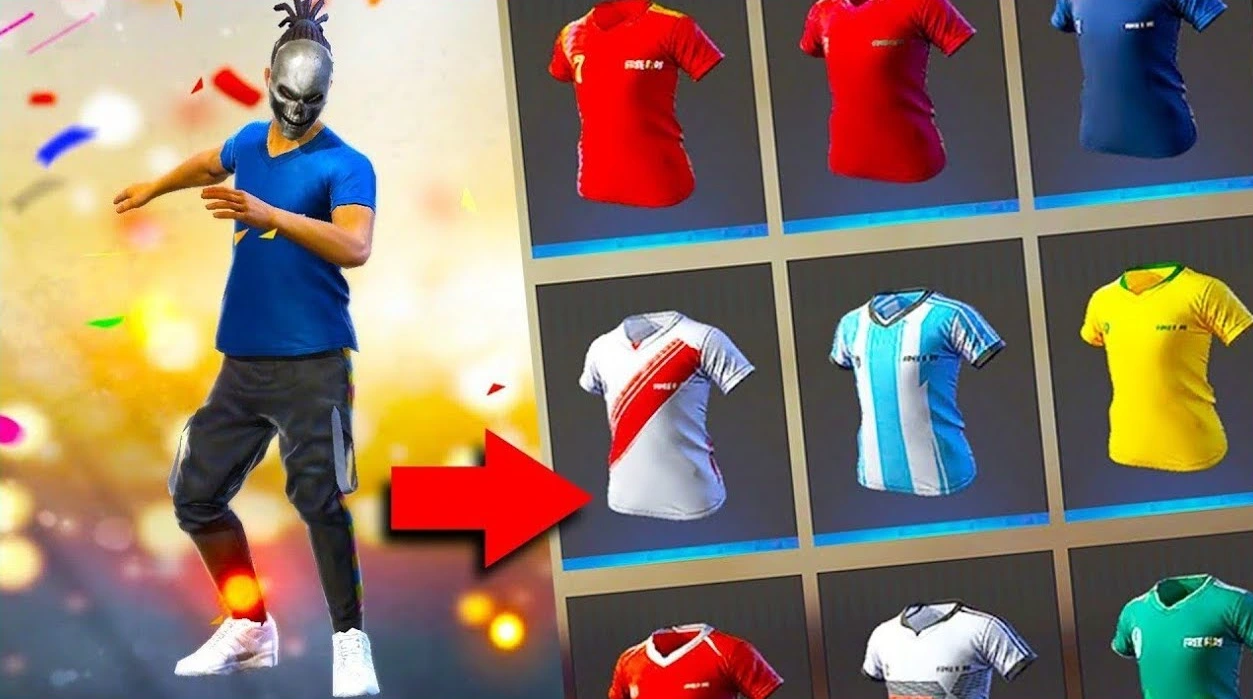 Camisetas por el mundial de futbol en Free Fire